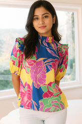 Classic Mock Neck Ruffle Blouse – Lightweight, Chic & Office-Ready